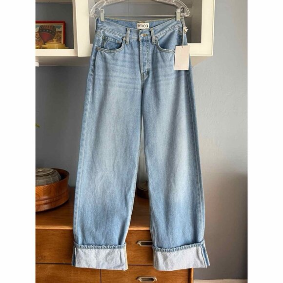 Ética Stanton High-Rise Relaxed Cuffed Wide Leg Jeans Size 27 Anthropologie - Picture 3 of 8